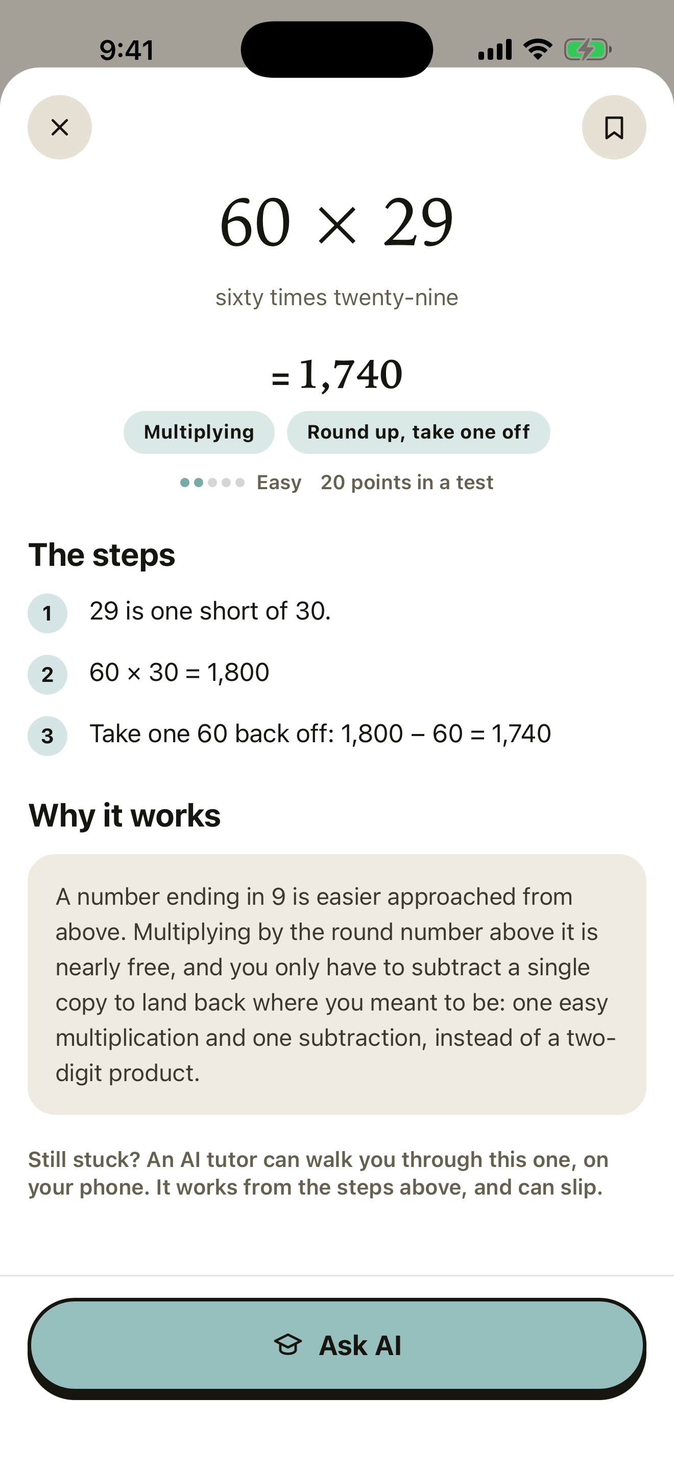 The worked solution, one step at a time.