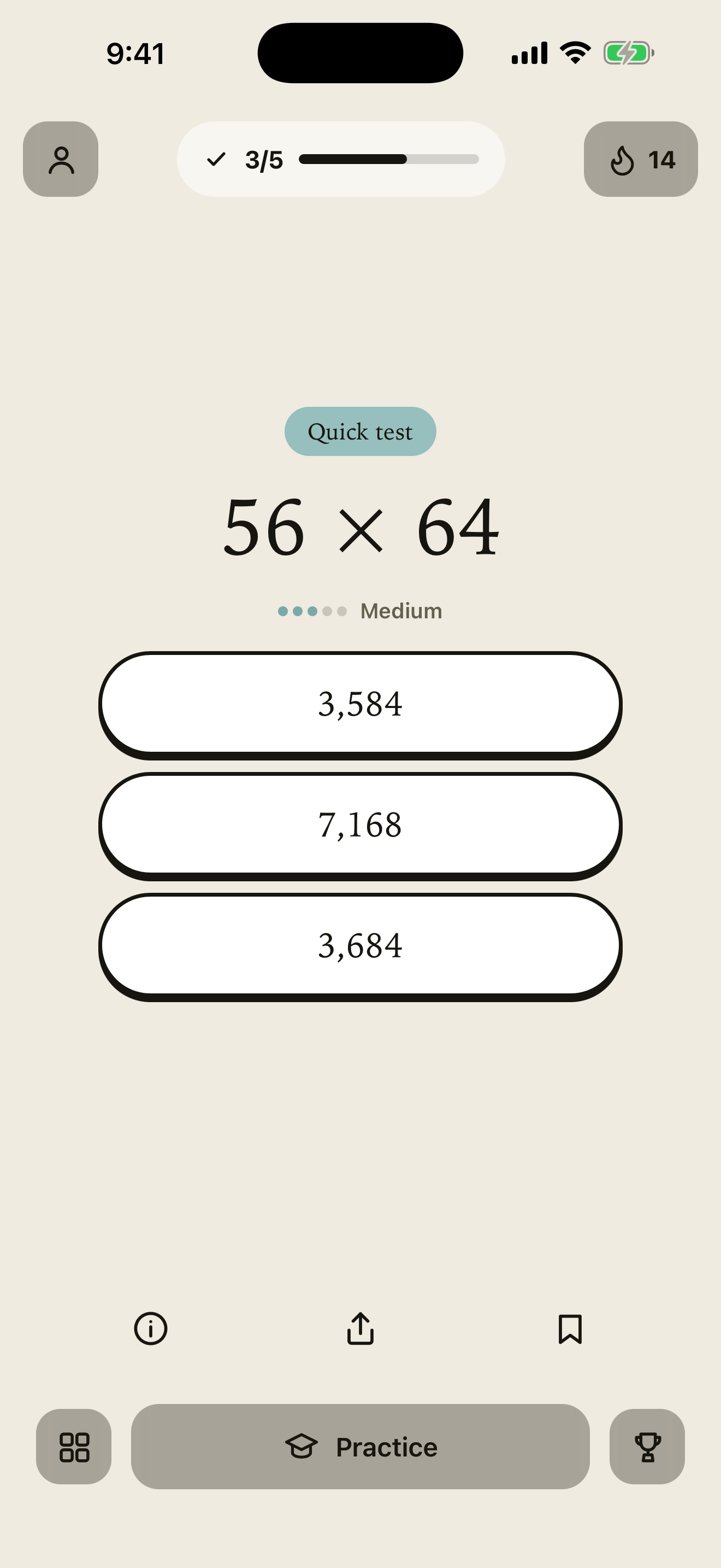 A quick test with three options.